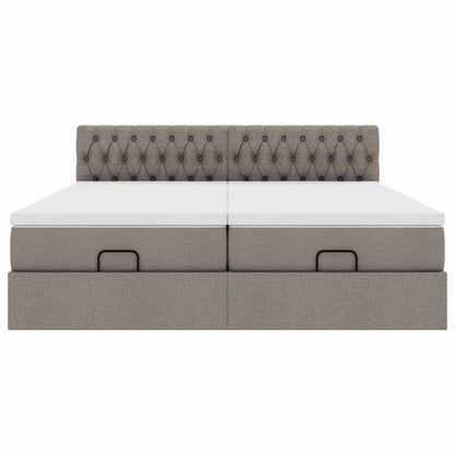Ottoman bed met matrassen en LED's 160x200cm stof taupe