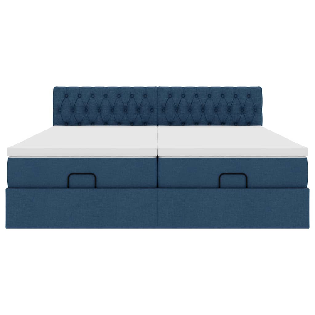 Ottoman bed met matrassen en LED's 160x200cm stof blauw