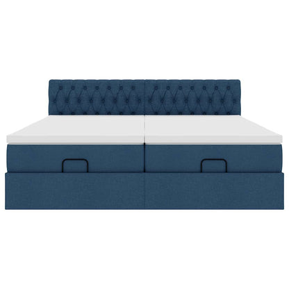 Ottoman bed met matrassen en LED's 160x200cm stof blauw
