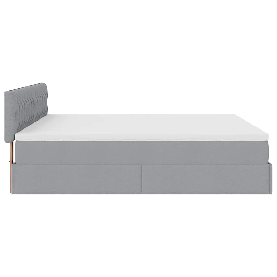 Ottoman bed met matrassen en LED's 180x200cm stof lichtgrijs