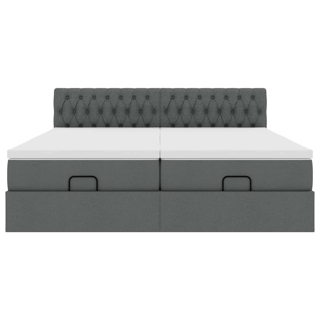 Ottoman bed met matrassen en LED's 180x200cm stof donkergrijs