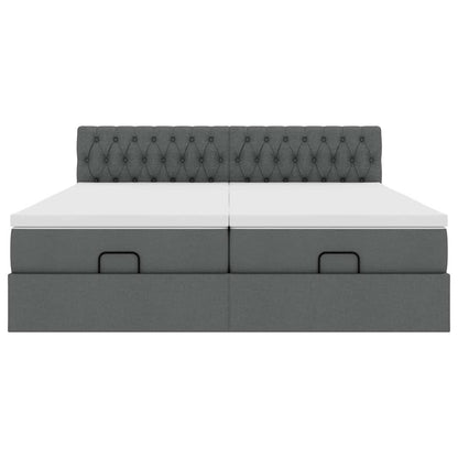 Ottoman bed met matrassen en LED's 180x200cm stof donkergrijs