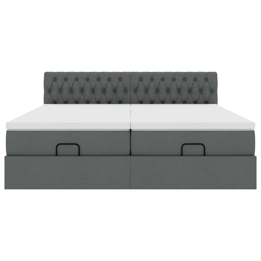 Ottoman bed met matrassen en LED's 180x200cm stof donkergrijs
