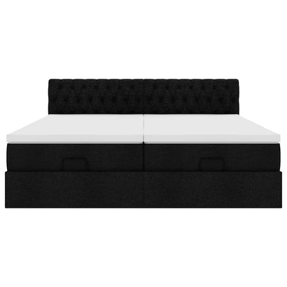 Ottoman bed met matrassen en LED's 180x200cm stof zwart