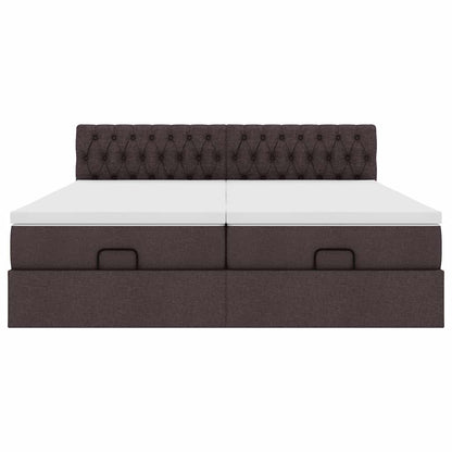 Ottoman bed met matrassen en LED's 180x200cm stof donkerbruin