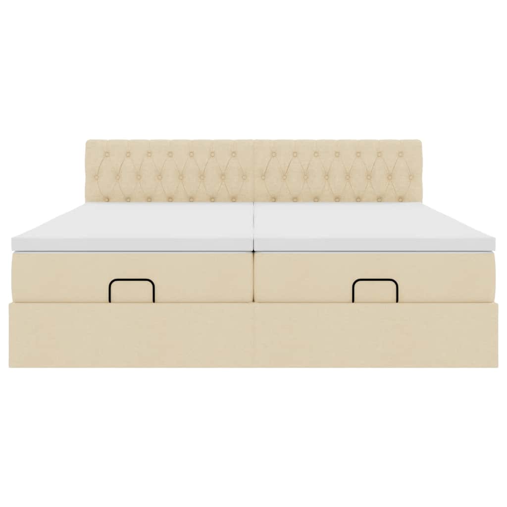 Ottoman bed met matrassen en LED's 180x200cm stof crèmekleurig