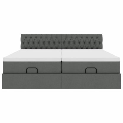 Ottoman bed met matrassen en LED's 200x200cm stof donkergrijs