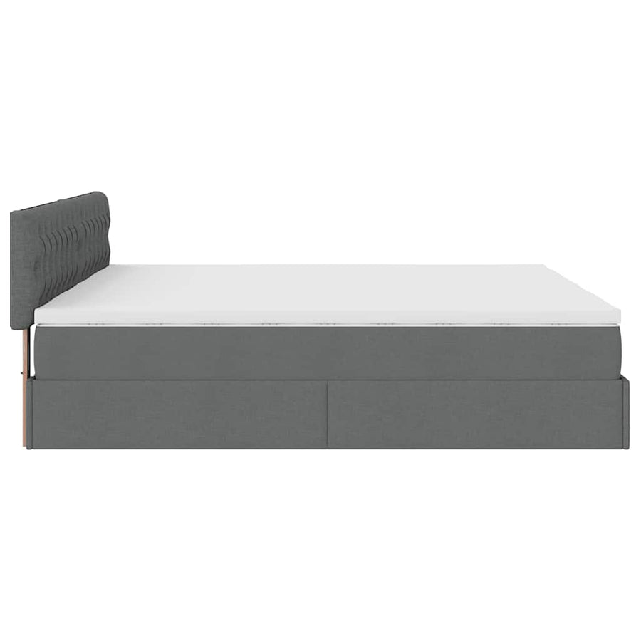 Ottoman bed met matrassen en LED's 200x200cm stof donkergrijs