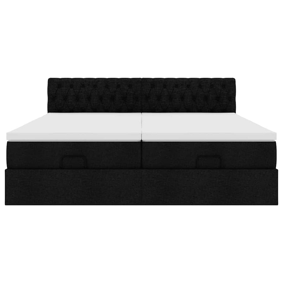 Ottoman bed met matrassen en LED's 200x200cm stof zwart