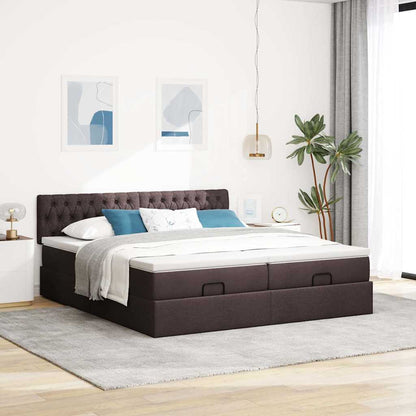 Ottoman bed met matrassen en LED's 200x200cm stof donkerbruin