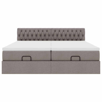 Ottoman bed met matrassen en LED's 200x200cm stof taupe