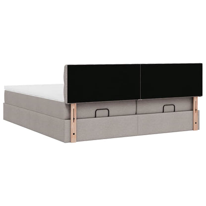 Ottoman bed met matrassen en LED's 200x200cm stof taupe