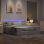 Ottoman bed 200x200 cm stof taupe met opbergruimte en LED