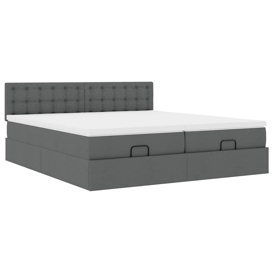 Ottoman bed met matrassen en LED's 160x200cm stof donkergrijs