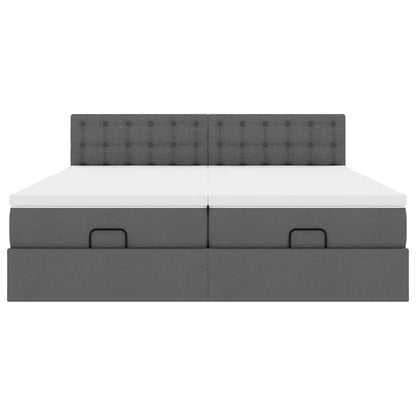 Ottoman bed met matrassen en LED's 160x200cm stof donkergrijs