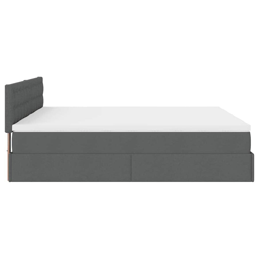Ottoman bed met matrassen en LED's 160x200cm stof donkergrijs