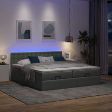 Ottoman bed met matrassen en LED's 160x200cm stof donkergrijs