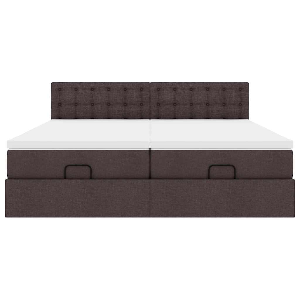 Ottoman bed met matrassen en LED's 160x200cm stof donkerbruin