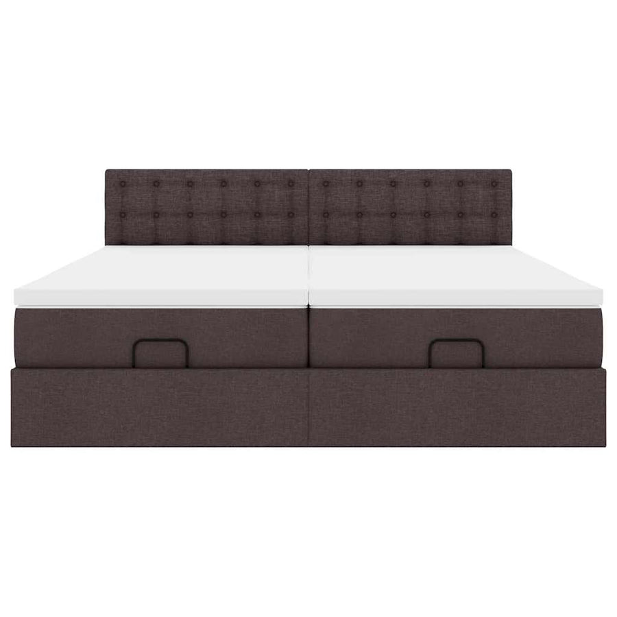 Ottoman bed met matrassen en LED's 160x200cm stof donkerbruin
