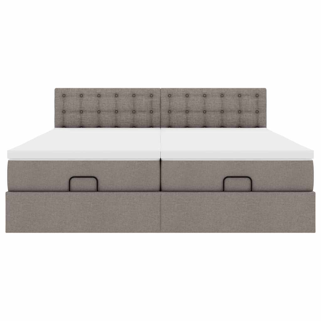 Ottoman bed met matrassen en LED's 160x200cm stof taupe