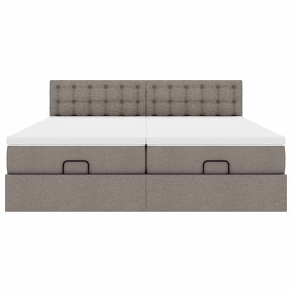 Ottoman bed met matrassen en LED's 160x200cm stof taupe