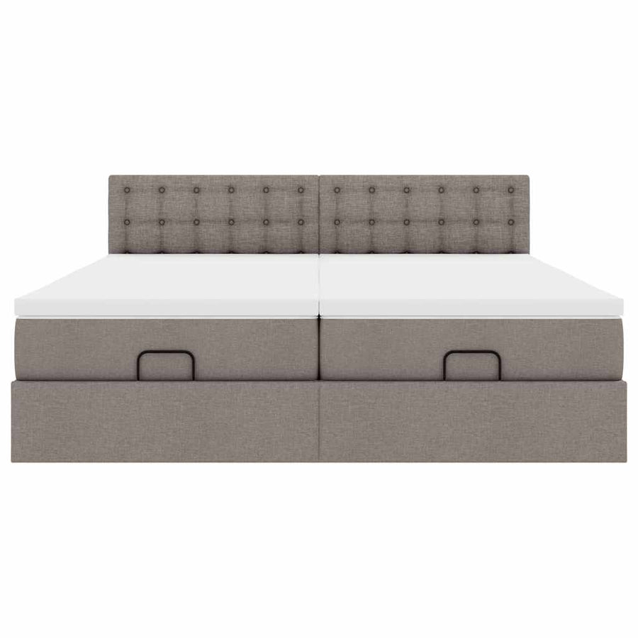 Ottoman bed met matrassen en LED's 160x200cm stof taupe
