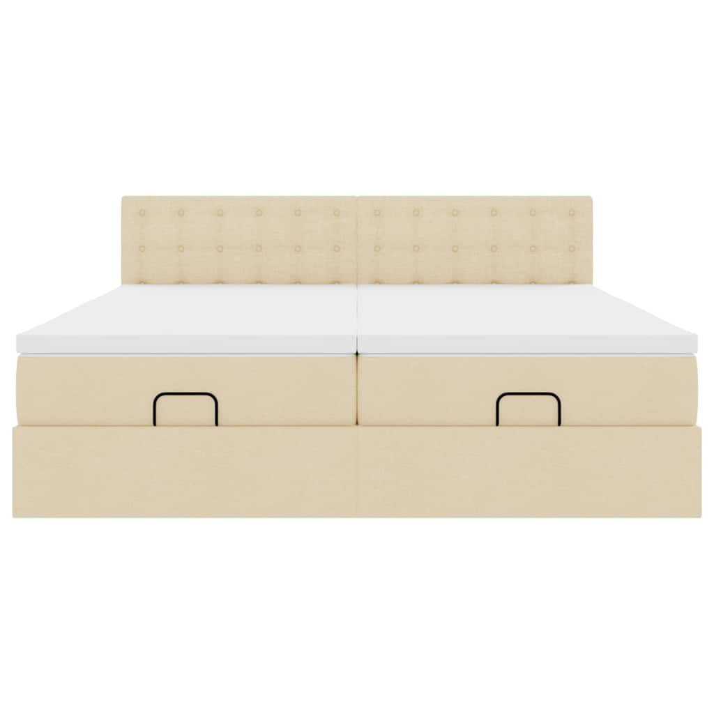 Ottoman bed met matrassen en LED's 160x200cm stof crèmekleurig