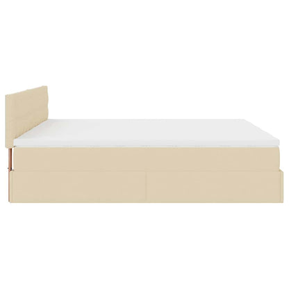 Ottoman bed met matrassen en LED's 160x200cm stof crèmekleurig