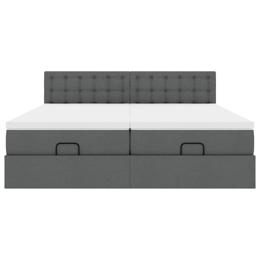 Ottoman bed met matrassen en LED's 180x200cm stof donkergrijs