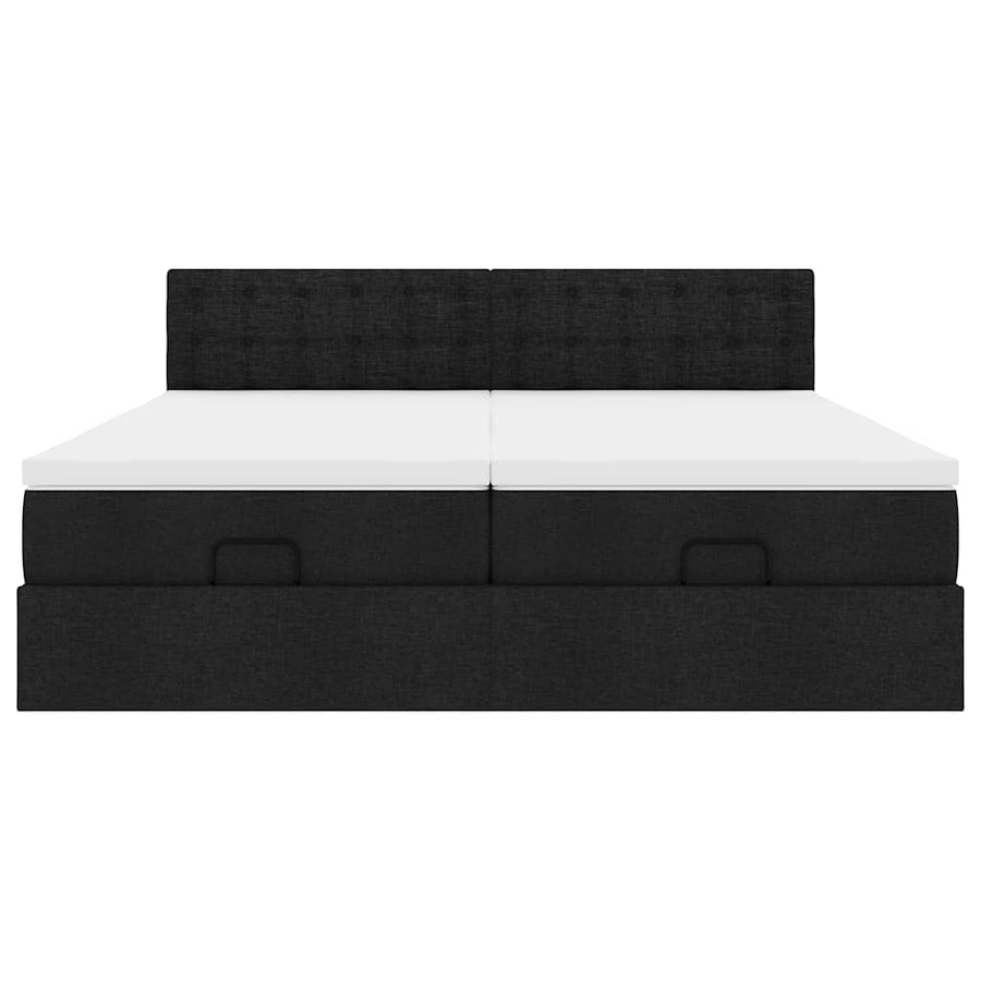 Ottoman bed met matrassen en LED's 180x200cm stof zwart