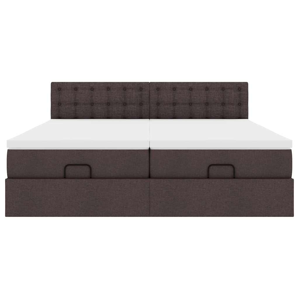 Ottoman bed met matrassen en LED's 180x200cm stof donkerbruin