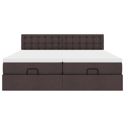 Ottoman bed met matrassen en LED's 180x200cm stof donkerbruin