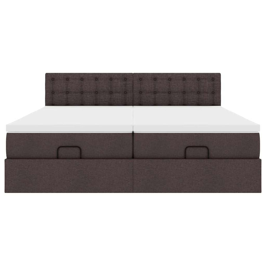 Ottoman bed met matrassen en LED's 180x200cm stof donkerbruin