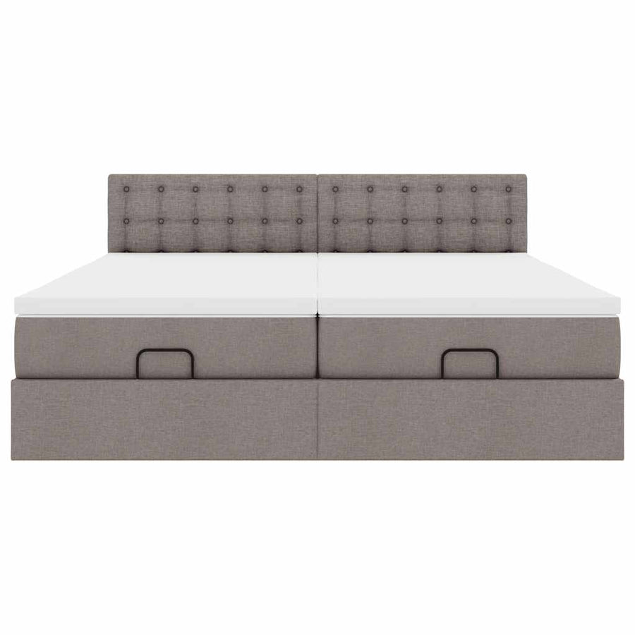 Ottoman bed met matrassen en LED's 180x200cm stof taupe
