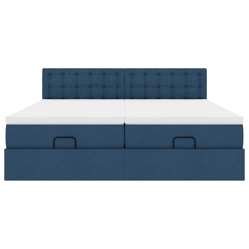 Ottoman bed met matrassen en LED's 180x200cm stof blauw