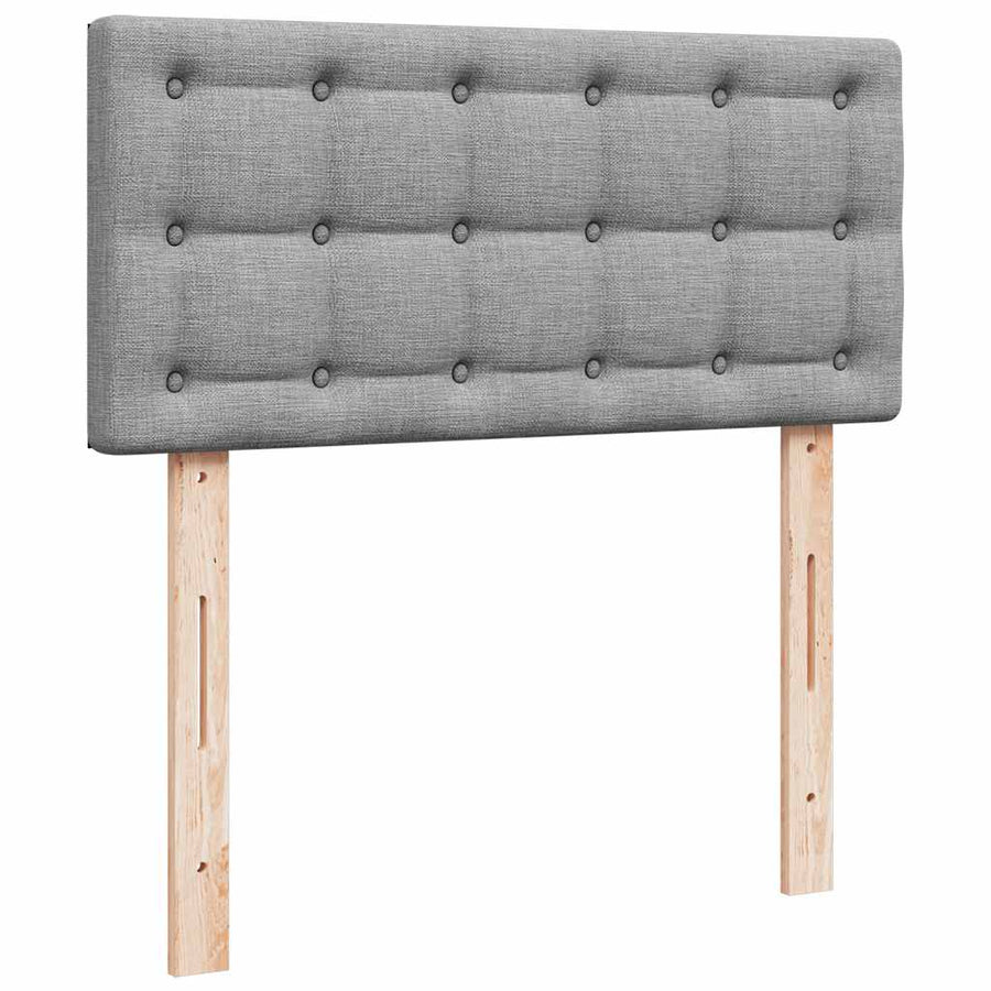 Ottoman bed met matrassen en LED's 200x200cm stof lichtgrijs