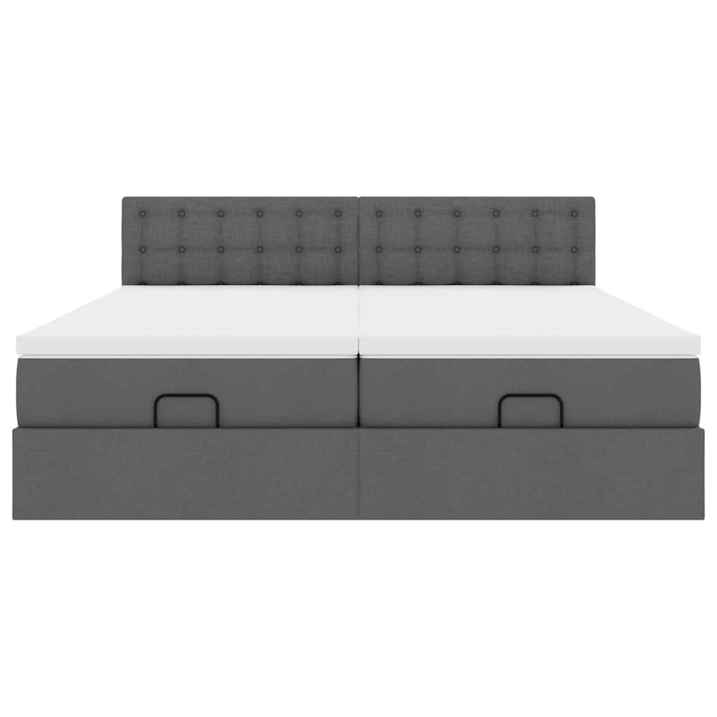 Ottoman bed met matrassen en LED's 200x200cm stof donkergrijs