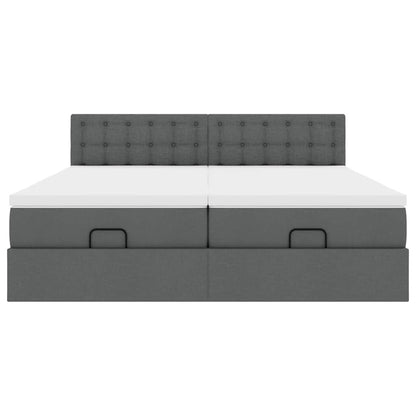 Ottoman bed met matrassen en LED's 200x200cm stof donkergrijs