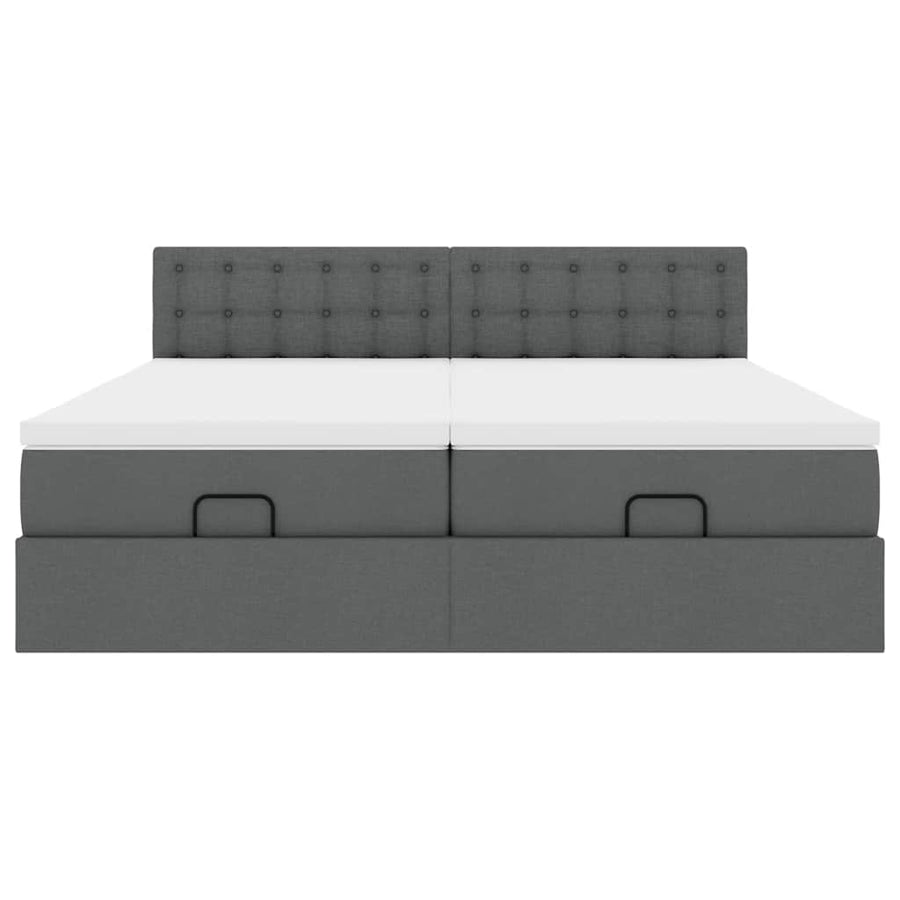 Ottoman bed met matrassen en LED's 200x200cm stof donkergrijs