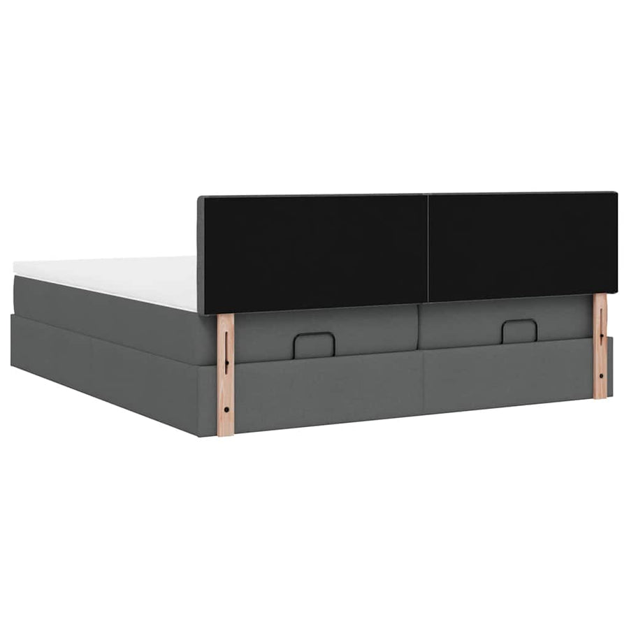 Ottoman bed met matrassen en LED's 200x200cm stof donkergrijs