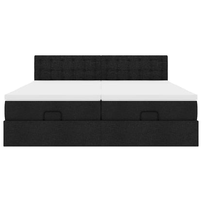 Ottoman bed met matrassen en LED's 200x200cm stof zwart