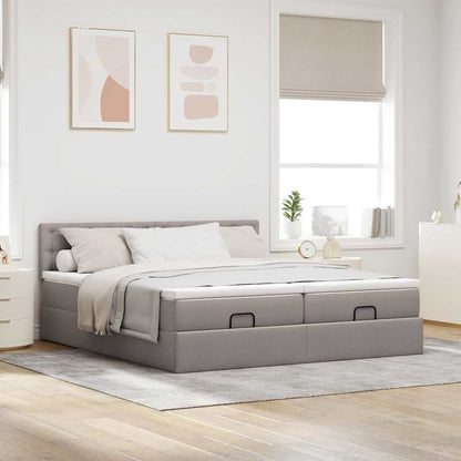 Ottoman bed met matrassen en LED's 200x200cm stof taupe