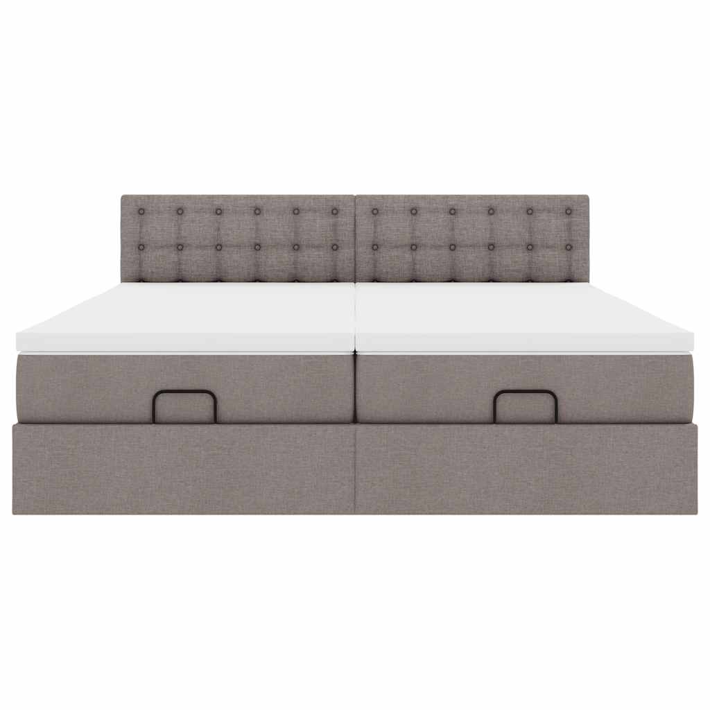 Ottoman bed met matrassen en LED's 200x200cm stof taupe