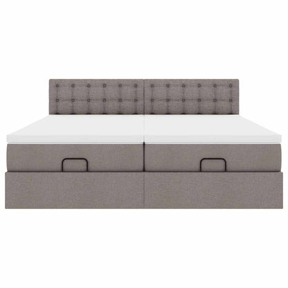 Ottoman bed met matrassen en LED's 200x200cm stof taupe