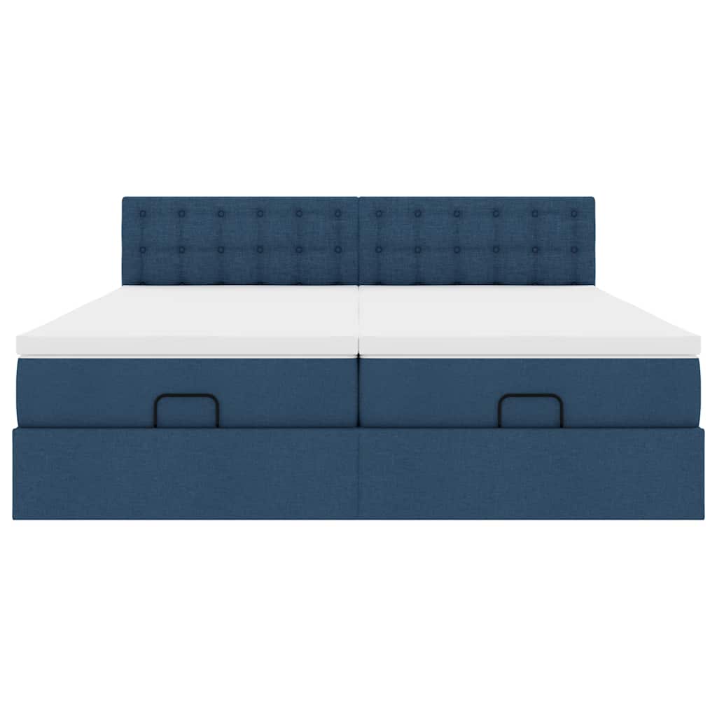 Ottoman bed met matrassen en LED's 200x200cm stof blauw