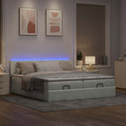 Ottoman bed with mattresses and LEDs 160x200cm velvet light grey