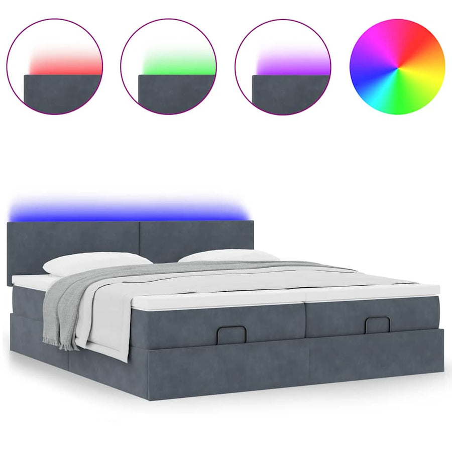 Ottoman bed met matrassen en LED's 160x200cm fluweel