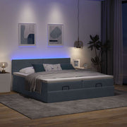 Ottoman bed 160x200 cm fluweel met opbergruimte en LED