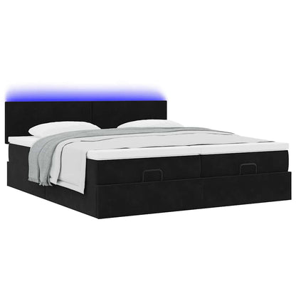 Ottoman bed met matrassen en LED's 160x200cm fluweel zwart