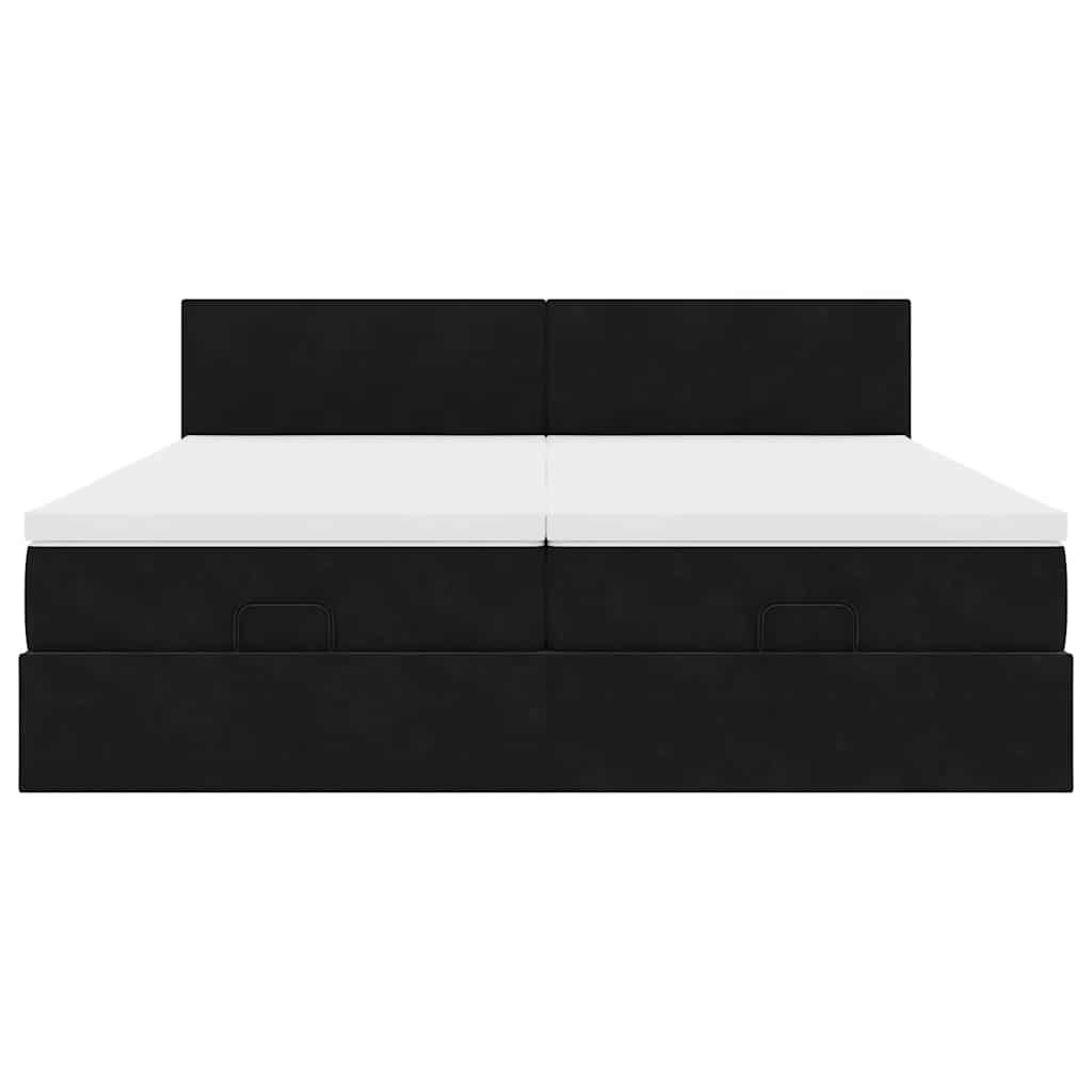 Ottoman bed met matrassen en LED's 160x200cm fluweel zwart